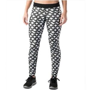 Nike Womens black white Relay Printed run fast live fearless Leggings Sz XS NWOT